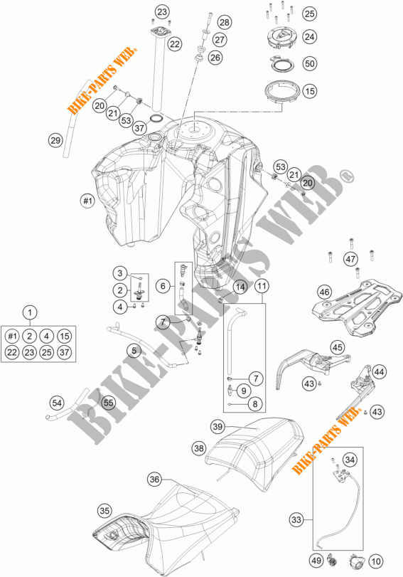 TANK / SITZBANK für KTM 1290 SUPER ADVENTURE WHITE ABS 2016