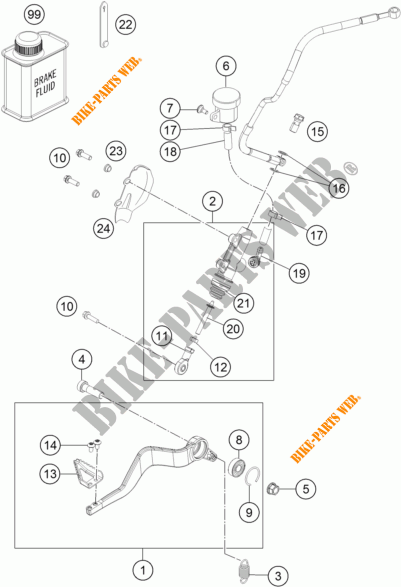BREMSPUMPE HINTEN für KTM 1290 SUPER ADVENTURE WHITE ABS 2016