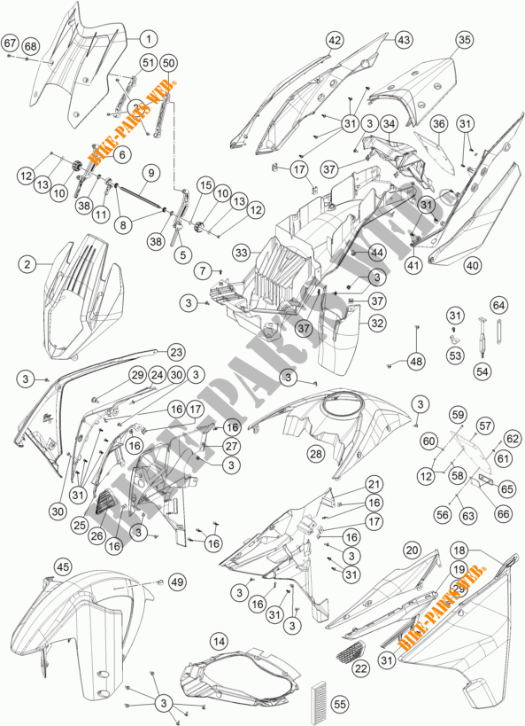 PLASTIK für KTM 1290 SUPER ADVENTURE WHITE ABS 2015