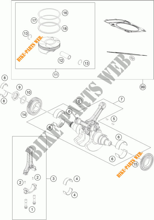 KURBELWELLE / KOLBEN für KTM 1190 ADVENTURE R ABS 2015