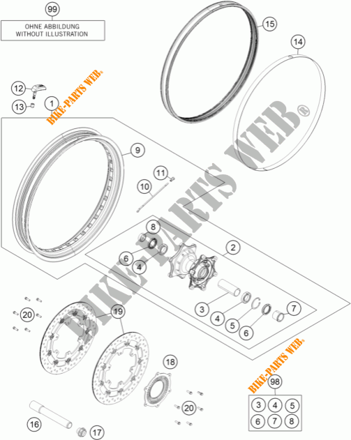 VORDERRADFELGE für KTM 1190 ADVENTURE R ABS 2015