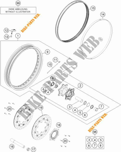 VORDERRADFELGE für KTM 1190 ADVENTURE R ABS 2014