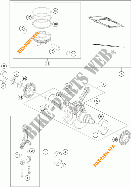 KURBELWELLE / KOLBEN für KTM 1190 ADVENTURE ABS GREY 2016