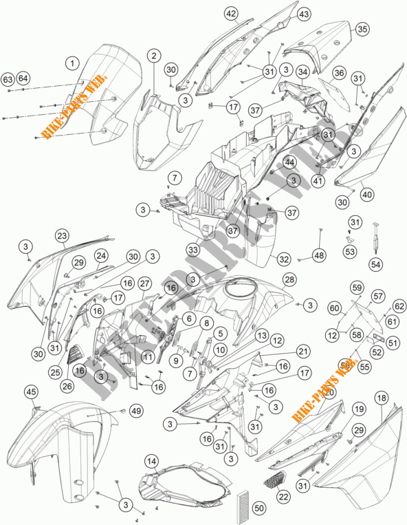PLASTIK für KTM 1190 ADVENTURE ABS ORANGE 2016