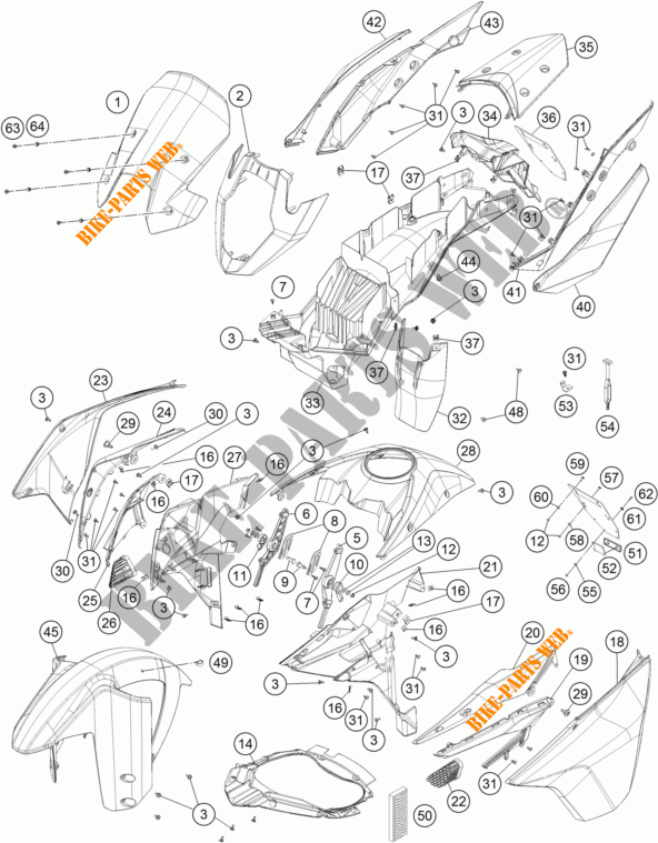 PLASTIK für KTM 1190 ADVENTURE ABS ORANGE 2015