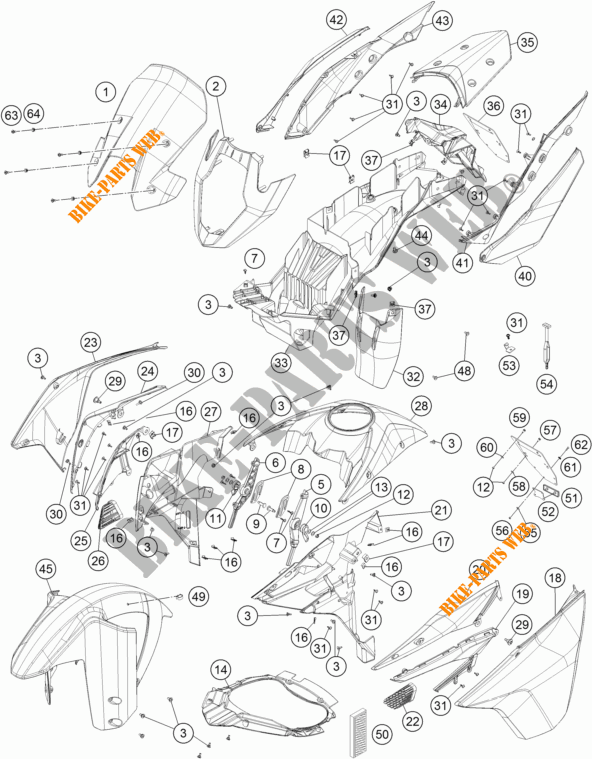PLASTIK für KTM 1190 ADVENTURE ABS GREY WES. 2015