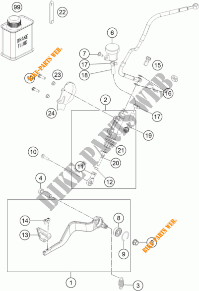 BREMSPUMPE HINTEN für KTM 1190 ADVENTURE ABS GREY 2015