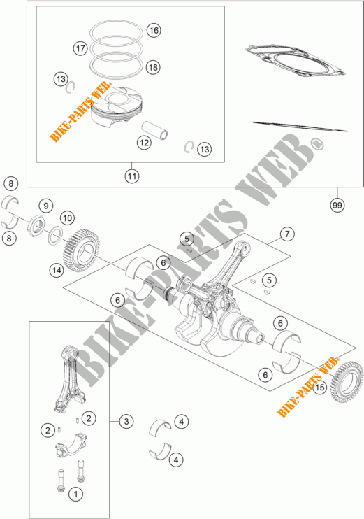 KURBELWELLE / KOLBEN für KTM 1190 ADVENTURE ABS GREY WES. 2015