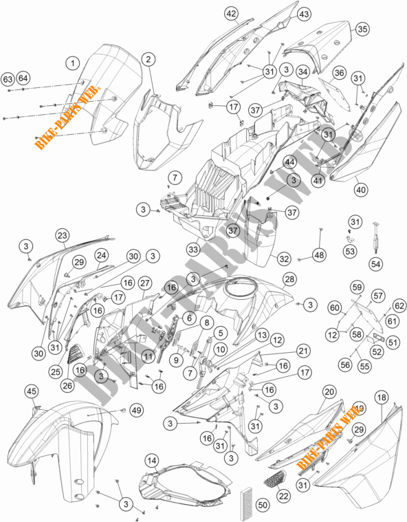PLASTIK für KTM 1190 ADVENTURE ABS GREY WES. 2015