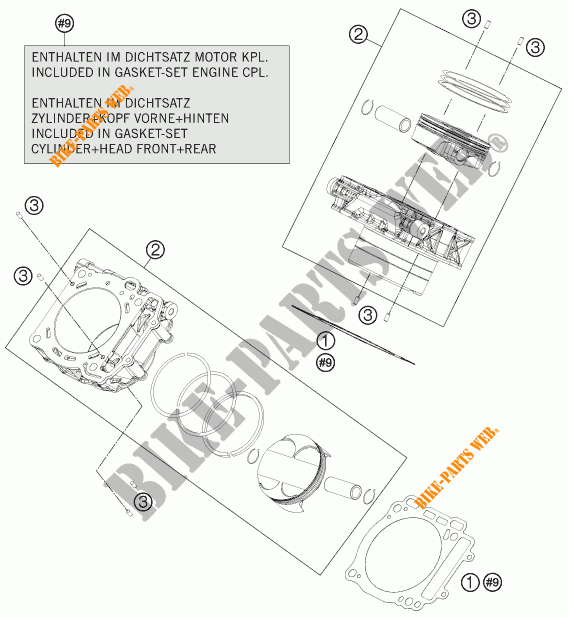 ZYLINDER für KTM 1190 ADVENTURE ABS GREY WES. 2015