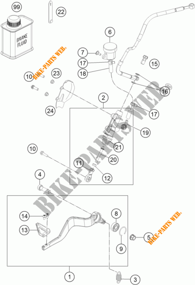 BREMSPUMPE HINTEN für KTM 1190 ADVENTURE ABS ORANGE 2015
