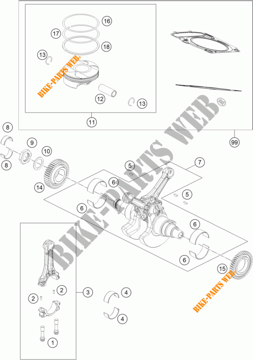 KURBELWELLE / KOLBEN für KTM 1190 ADVENTURE ABS GREY 2015