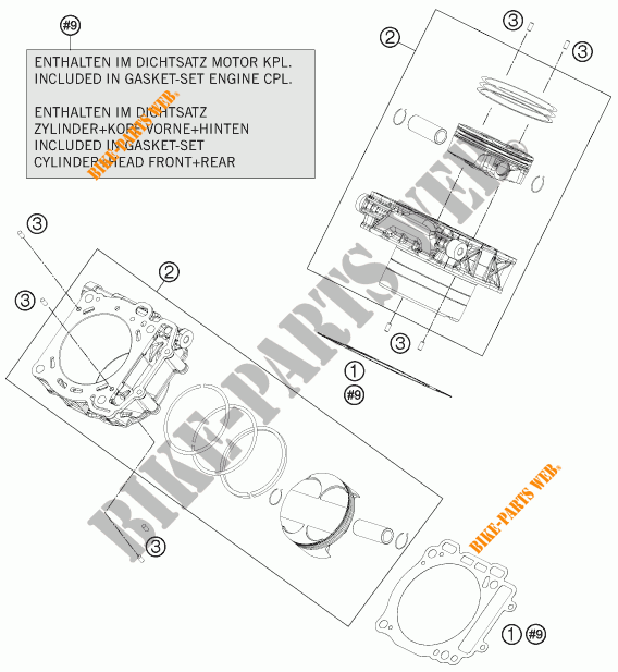 ZYLINDER für KTM 1190 ADVENTURE ABS GREY 2015