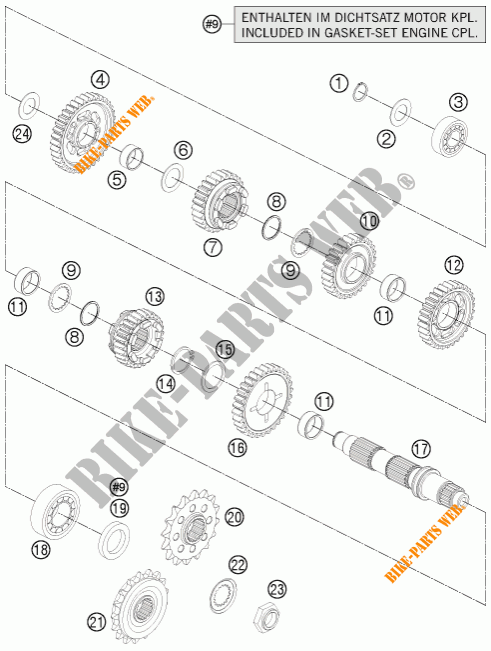 GETRIEBE VORGELEGEWELLE für KTM 1190 ADVENTURE ABS GREY 2014