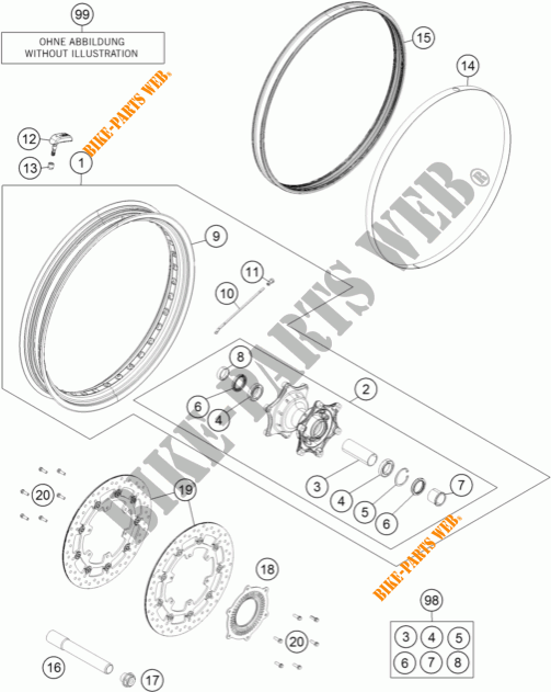 VORDERRADFELGE für KTM 1190 ADVENTURE ABS GREY 2014