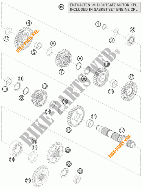GETRIEBE VORGELEGEWELLE für KTM 1190 RC8 R LIMITED EDITION AKRAPOVIC 2010