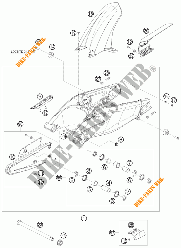 SCHWINGE für KTM 1190 RC8 R LIMITED EDITION AKRAPOVIC 2010