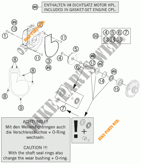WASSERPUMPE für KTM 1190 ADVENTURE ABS ORANGE 2013