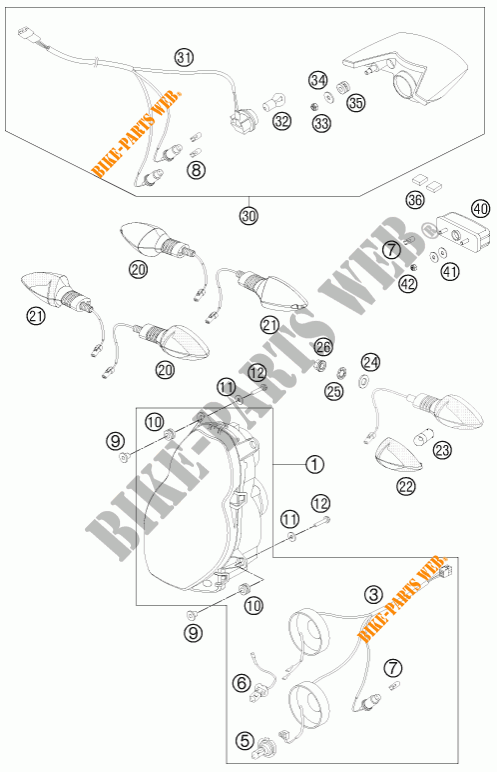 SCHEINWERFER / RÜCKLICHT für KTM 990 ADVENTURE ORANGE ABS SPECIAL EDITION 2012