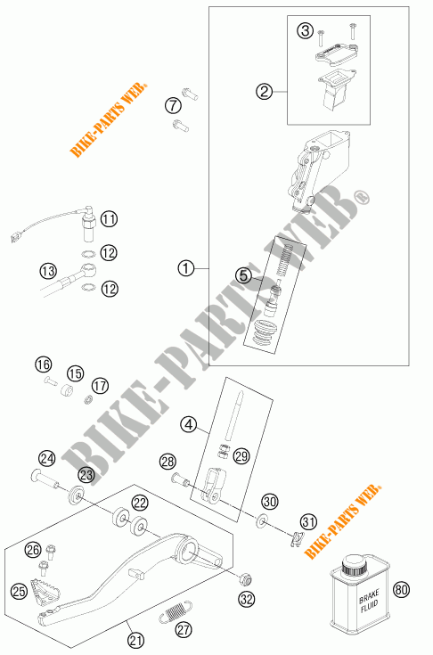 BREMSPUMPE HINTEN für KTM 990 ADVENTURE DAKAR EDITION 2011