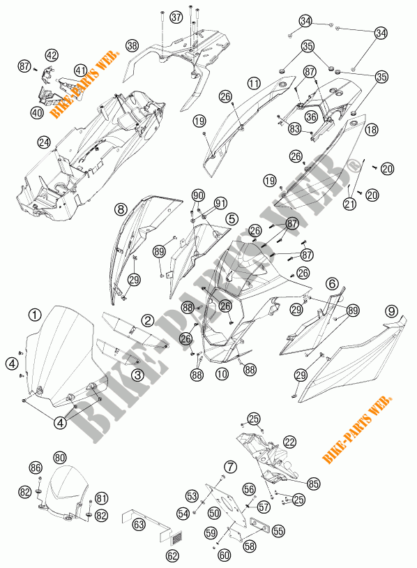 PLASTIK für KTM 990 SUPERMOTO T ORANGE ABS 2012