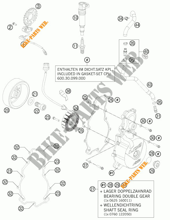 ZÜNDUNG für KTM 990 SUPERMOTO T ORANGE ABS 2012