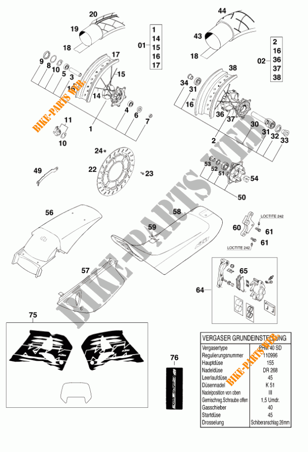 NEUE TEILE für KTM 620 SUPER-MOTO COMP. 20 KW 1998