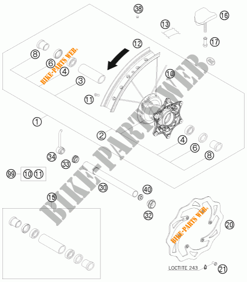 VORDERRADFELGE für KTM 530 XC-W SIX DAYS 2010