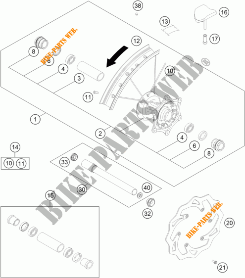 VORDERRADFELGE für KTM 250 XC-F 2015