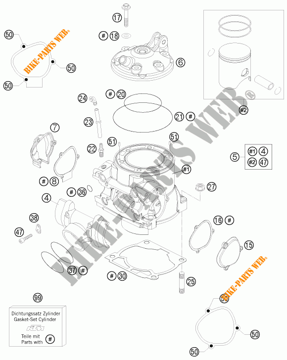 ZYLINDER / ZYLINDERKOPF für KTM 250 XC-W 2016