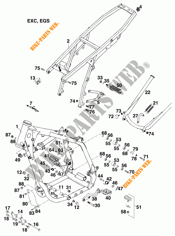 RAHMEN für KTM 620 SUPER-COMP WP/ 19KW 1995