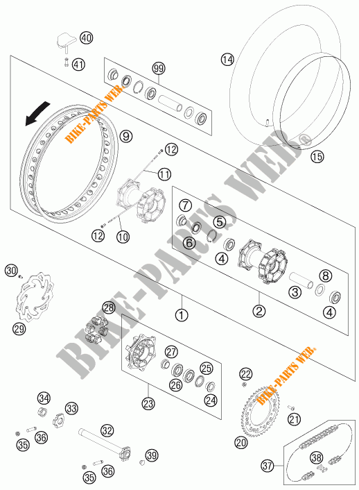 HINTERRADFELGE für KTM 450 RALLY FACTORY REPLICA 2014