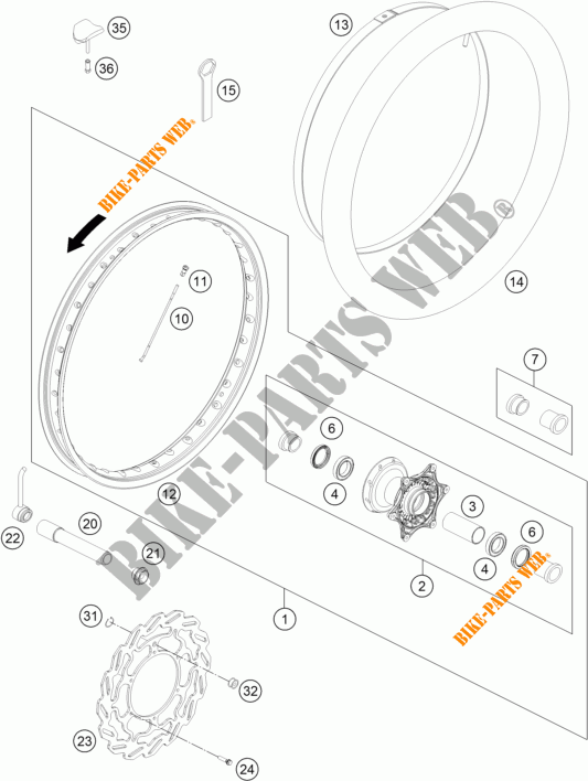 VORDERRADFELGE für KTM 450 RALLY FACTORY REPLICA 2014