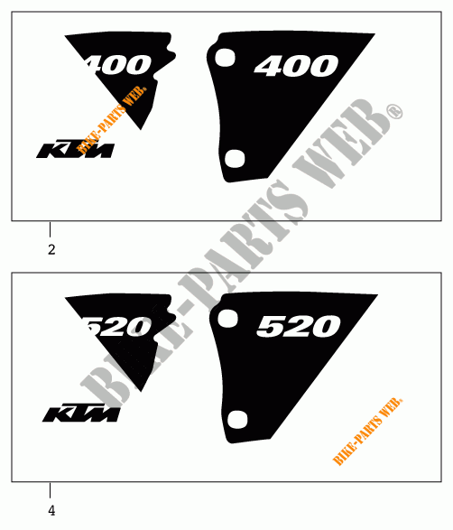 AUFKLEBER für KTM 520 EXC RACING 2001