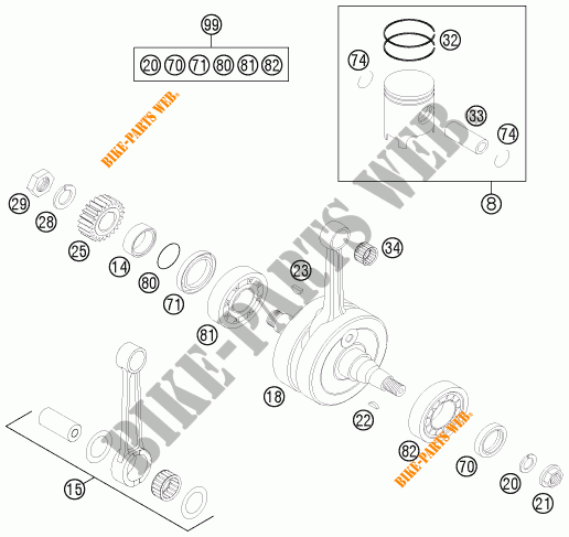 KURBELWELLE / KOLBEN für KTM 125 EXC FACTORY EDITION 2015