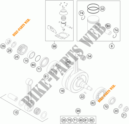 KURBELWELLE / KOLBEN für KTM 125 EXC SIX-DAYS 2016