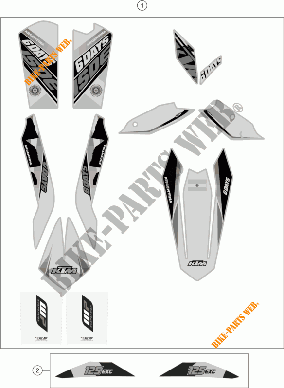 AUFKLEBER für KTM 125 EXC SIX-DAYS 2015