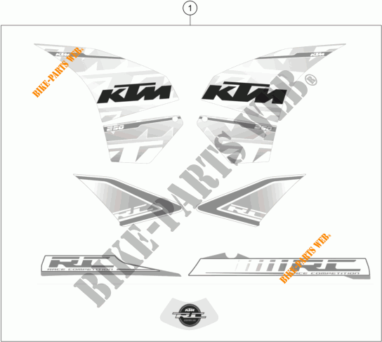 AUFKLEBER für KTM RC 250 WHITE ABS 2016