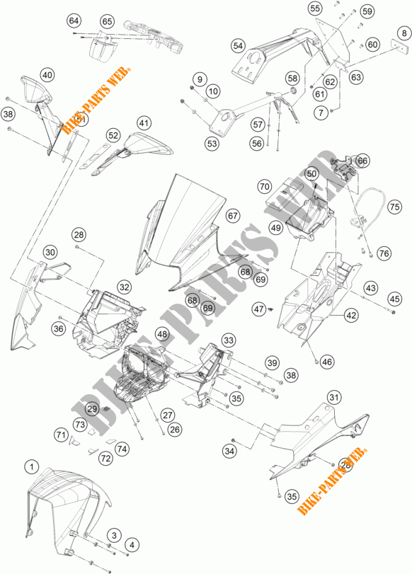 PLASTIK für KTM RC 250 WHITE ABS 2015