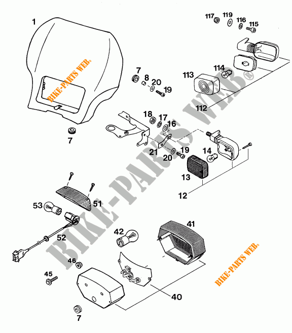 SCHEINWERFER / RÜCKLICHT für KTM 125 E-XC 1994