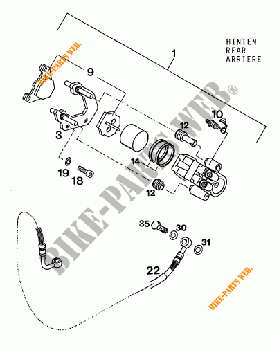 BREMSZANGE HINTEN für KTM 350 E-XC 4T 1994