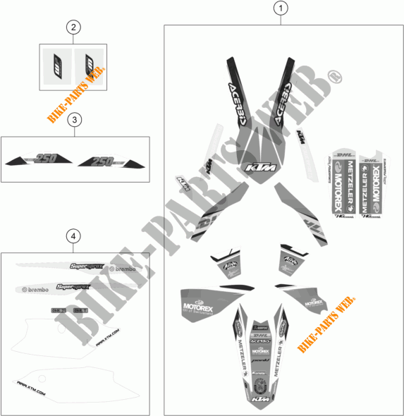 AUFKLEBER für KTM 250 EXC FACTORY EDITION 2015