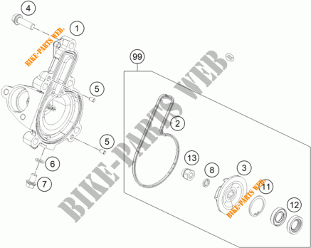 WASSERPUMPE für KTM RC 125 WHITE ABS 2016