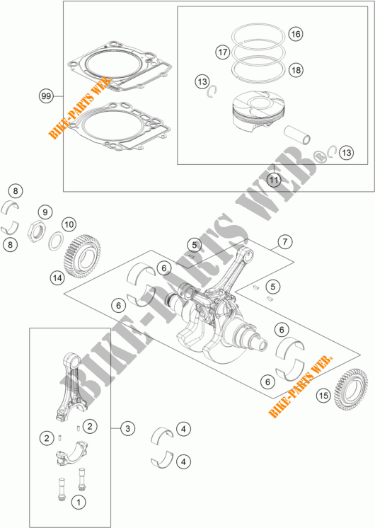 KURBELWELLE / KOLBEN für KTM 1290 SUPER DUKE R SPECIAL EDITION ABS 2016