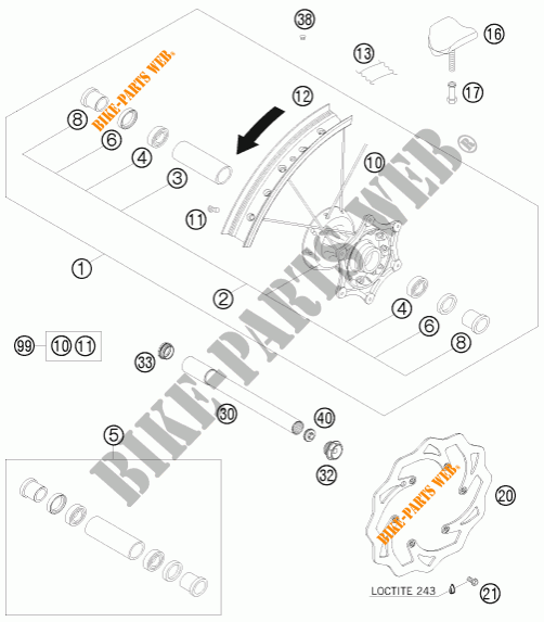 VORDERRADFELGE für KTM 125 SX 2010