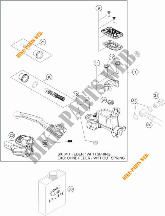 BREMSPUMPE VORNE für KTM 450 SX-F FACTORY EDITION 2016