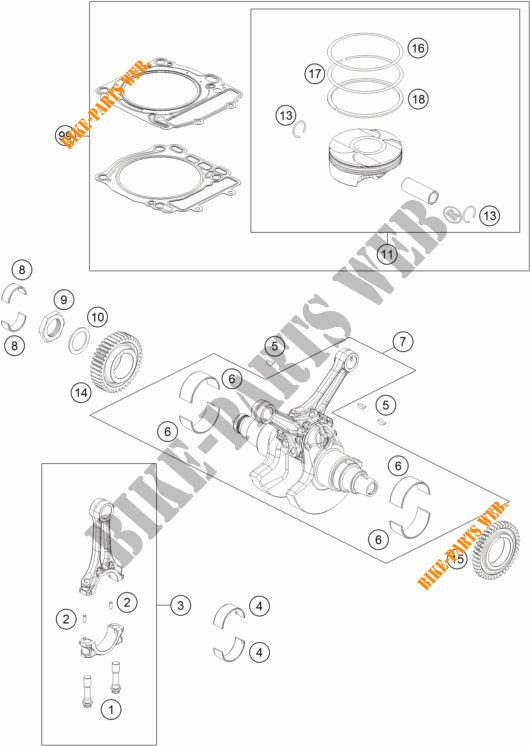 KURBELWELLE / KOLBEN für KTM 1290 SUPER DUKE R WHITE 2017