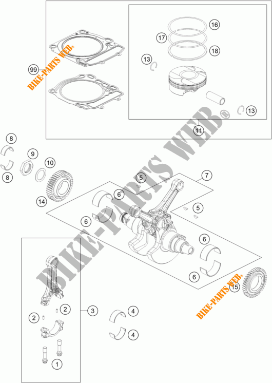KURBELWELLE / KOLBEN für KTM 1290 SUPER DUKE R WHITE 2017