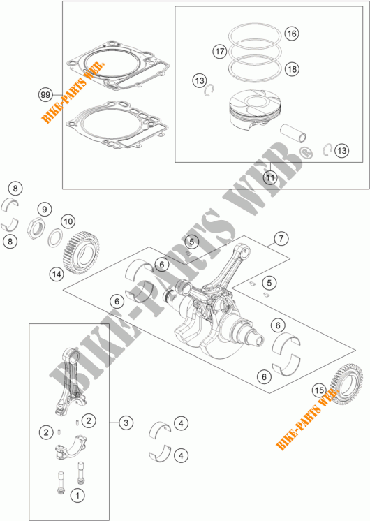 KURBELWELLE / KOLBEN für KTM 1290 SUPER DUKE R ORANGE ABS 2016