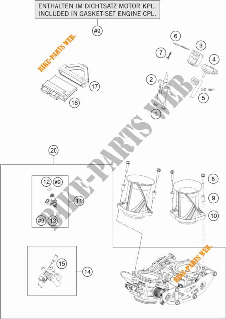 EINSPRITZANLAGE für KTM 1290 SUPER DUKE R ORANGE ABS 2016